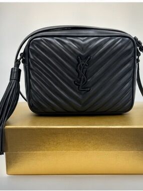 Saint Laurent YSL Lou Camera Bag Black Black Pristine Rare Gold Box Authentic